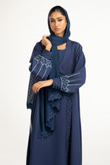 UAE-3PC Crush Georgette Embroidered Abaya IPAB-22145