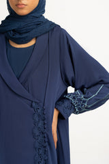 UAE-3PC Crush Georgette Embroidered Abaya IPAB-22145