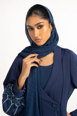UAE-3PC Crush Georgette Embroidered Abaya IPAB-22145