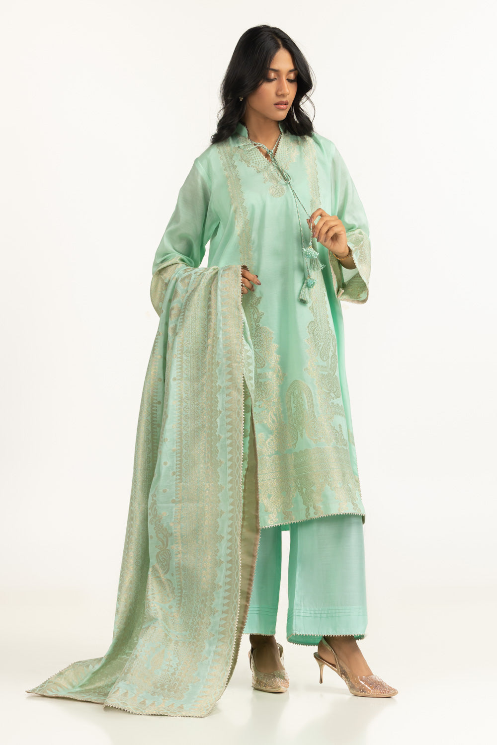 UAE-3PC Dyed Jacquard Suit IUSTKSD-1119