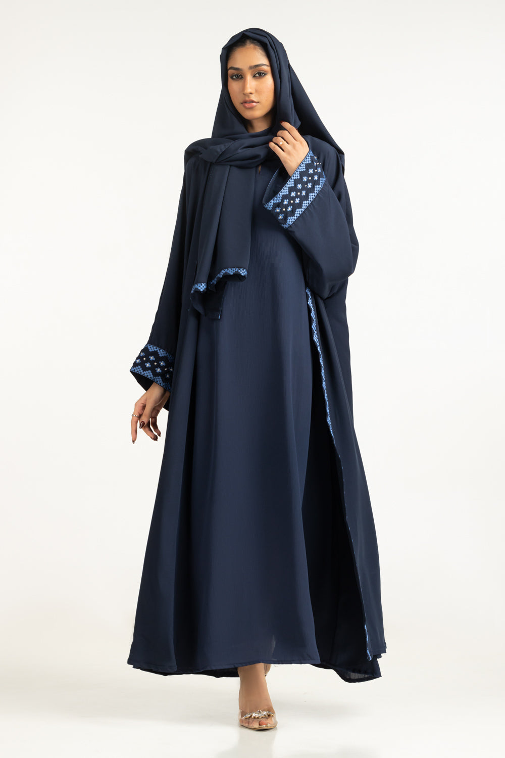 UAE- 3PC Georgette Embroidered Abaya