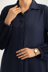 UAE- 3PC Georgette Slub Abaya And Trouser With Block Printed Scarf