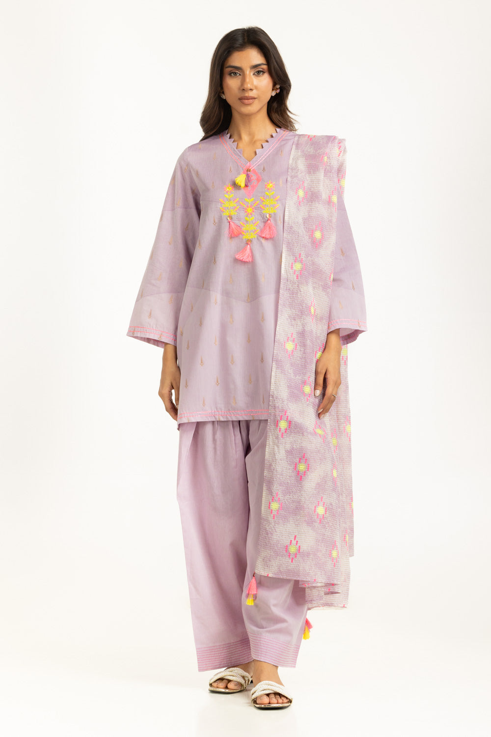 UAE-3PC Jacquard Embroidered Suit IUSTKSD-1214