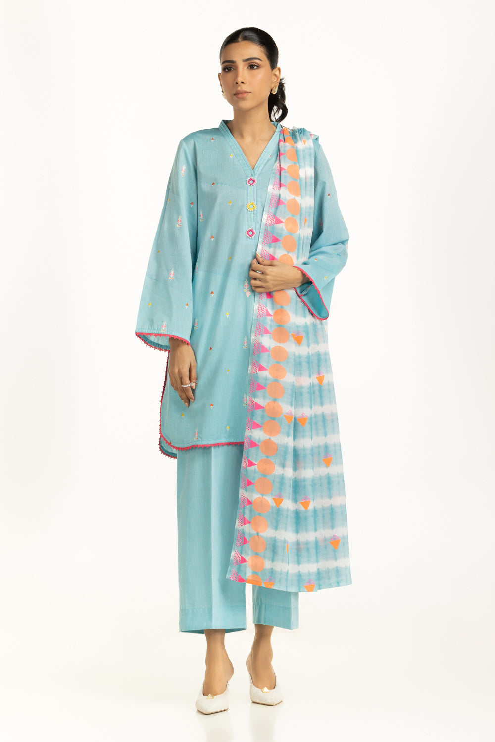 UAE-3PC Jacquard Embroidered Suit IUSTKSD-1244