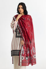 UAE-3PC Jacquard Embroidered Suit With Denting Lawn Printed Dupatta