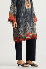 UAE-3PC Karandi Printed Suit With Embroidered