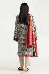 UAE-3PC Karandi Printed Suit With Embroidered