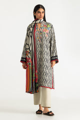 UAE-3PC Karandi Printed Suit With Embroidered