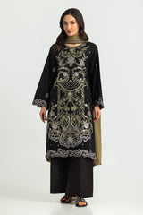 UAE-3PC Khaddar Slub Embroidered Suit