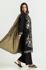 UAE-3PC Khaddar Slub Embroidered Suit