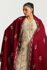 UAE-3PC Khaddar Slub Embroidered Suit