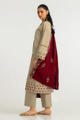 UAE-3PC Khaddar Slub Embroidered Suit