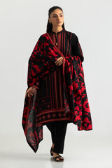 UAE-3PC Khaddar Slub Embroidered Suit With Printed