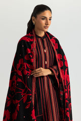 UAE-3PC Khaddar Slub Embroidered Suit With Printed