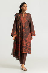 UAE-3PC Khaddar Slub Printed Suit