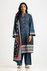UAE-3PC Khaddar Slub Printed Suit