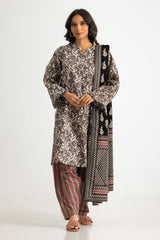 UAE-3PC Khaddar Slub Printed Suit