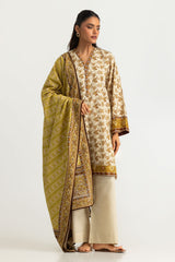 UAE-3PC Khaddar Slub Printed Suit