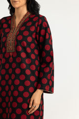 UAE-3PC Khaddar Slub Printed Suit With Embroidered