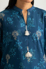 UAE-3PC Khaddar Slub Printed Suit With Embroidered
