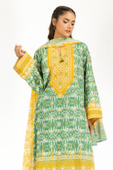 UAE-3PC Lacquer Printed Lawn Suit IUSTKSD-2002