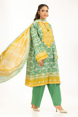 UAE-3PC Lacquer Printed Lawn Suit IUSTKSD-2002