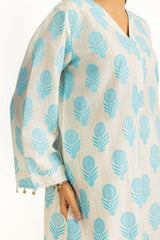 UAE-3PC Lacquer Printed Slub Yarn Suit IUSTKSD-1079