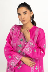 UAE-3PC Lawn Embroidered Suit IUSTKSD-2093