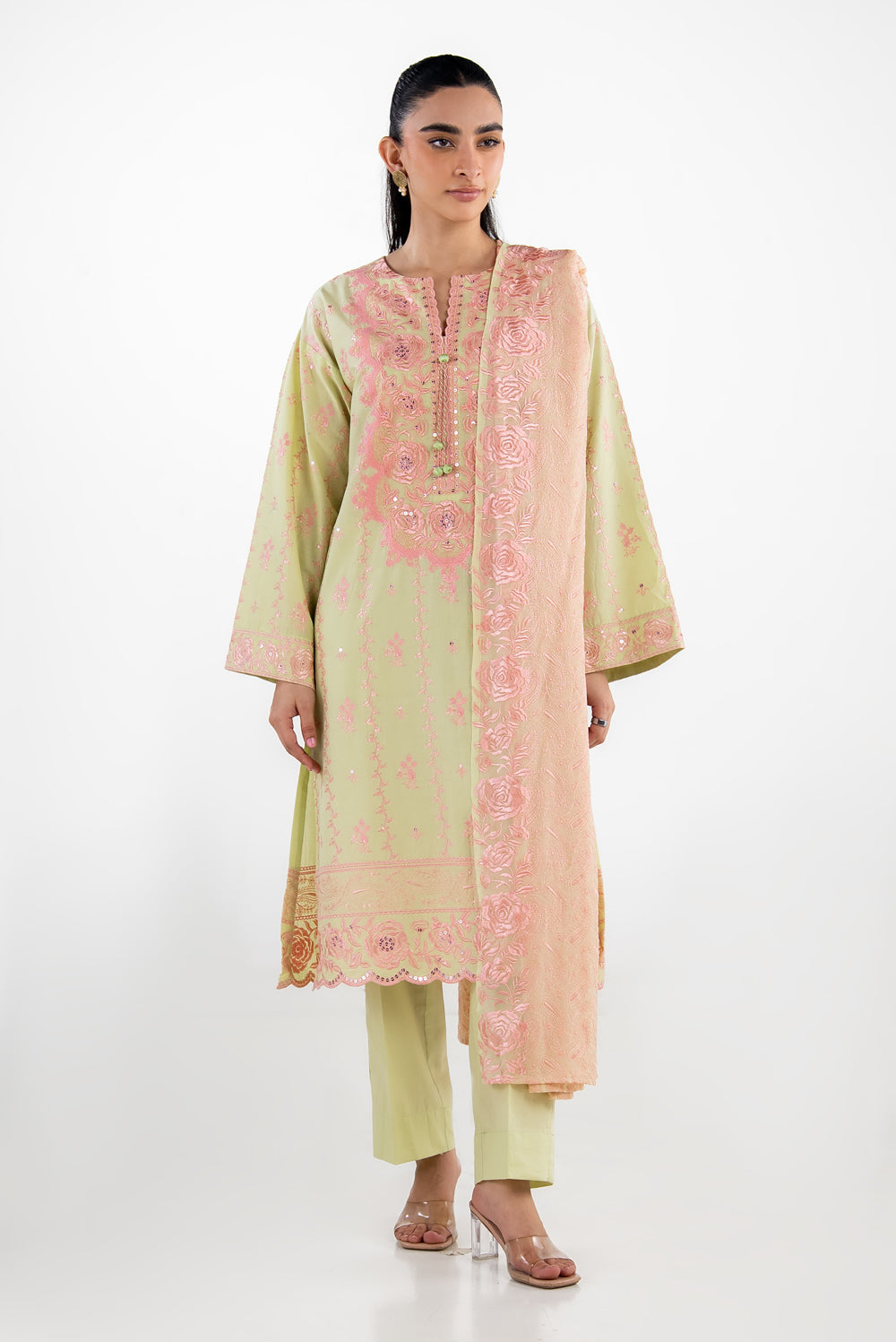 UAE-3PC Lawn Embroidered Suit IUSTKSD-2147