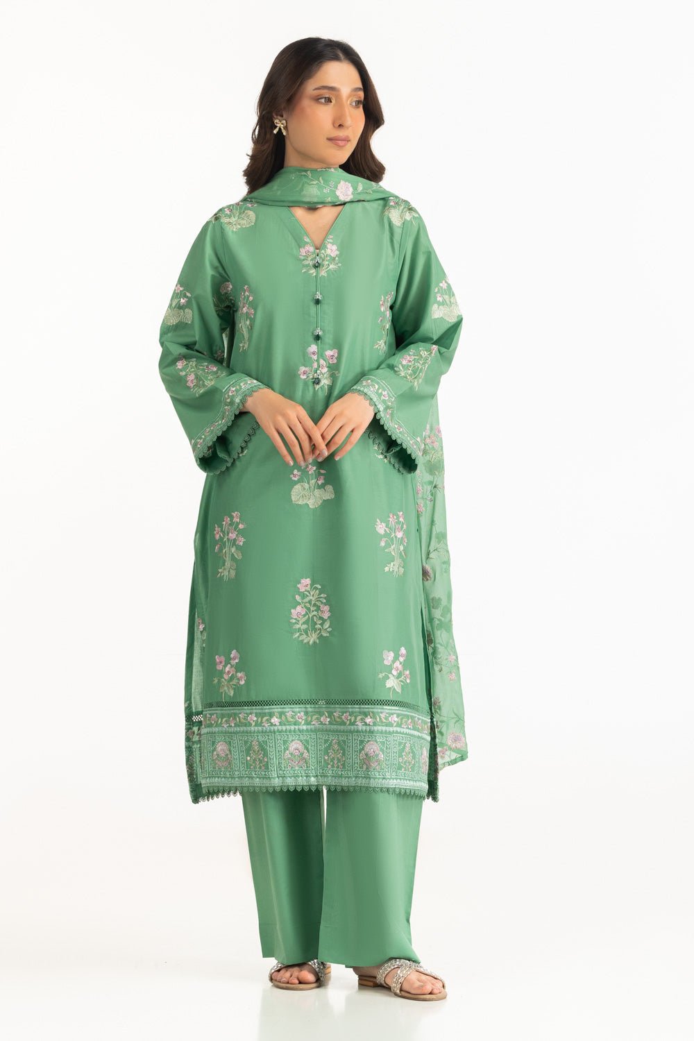 UAE-3PC Lawn Embroidered Suit IUSTKSD-2316