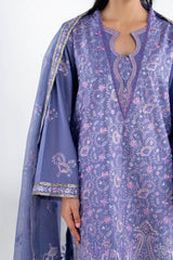 UAE-3PC Lawn Embroidered Suit IUSTKSD-2330