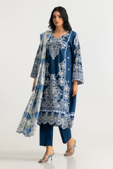 UAE- 3PC Lawn Embroidered Suit