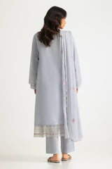 UAE-3PC Lawn Embroidered Suit With Chiffon Embroidered Dupatta