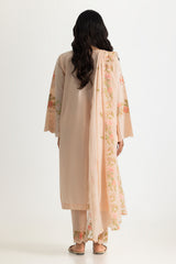 UAE-3PC Lawn Embroidered Suit With Chiffon Embroidered Dupatta