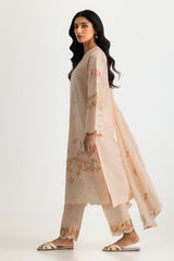 UAE-3PC Lawn Embroidered Suit With Chiffon Embroidered Dupatta
