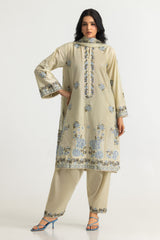 UAE- 3PC Lawn Embroidered Suit With Chiffon Embroidered Dupatta