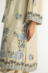 UAE- 3PC Lawn Embroidered Suit With Chiffon Embroidered Dupatta