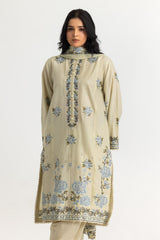 UAE- 3PC Lawn Embroidered Suit With Chiffon Embroidered Dupatta