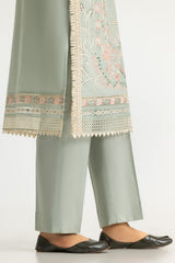 UAE-3PC Lawn Embroidered Suit With Chiffon Printed Dupatta