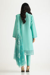 UAE-3PC Lawn Embroidered Suit With Chiffon Printed Dupatta