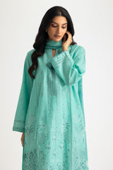 UAE-3PC Lawn Embroidered Suit With Chiffon Printed Dupatta
