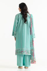 UAE-3PC Lawn Embroidered Suit With Chiffon Printed Dupatta