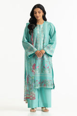 UAE-3PC Lawn Embroidered Suit With Chiffon Printed Dupatta