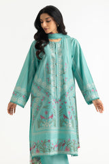 UAE-3PC Lawn Embroidered Suit With Chiffon Printed Dupatta