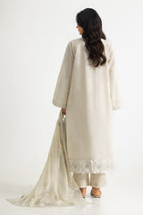 UAE-3PC Lawn Embroidered Suit With Lacquer Printed Chiffon Dupatta