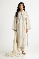 UAE-3PC Lawn Embroidered Suit With Lacquer Printed Chiffon Dupatta