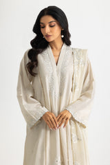 UAE-3PC Lawn Embroidered Suit With Lacquer Printed Chiffon Dupatta