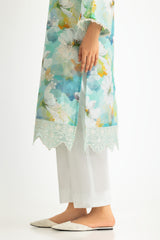 UAE-3PC Lawn Embroidered Suit With Paper Cotton Embroidered Dupatta