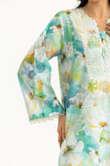 UAE-3PC Lawn Embroidered Suit With Paper Cotton Embroidered Dupatta
