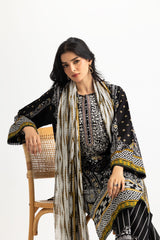UAE-3PC Lawn Embroidered Suit With Printed Chiffon Dupatta